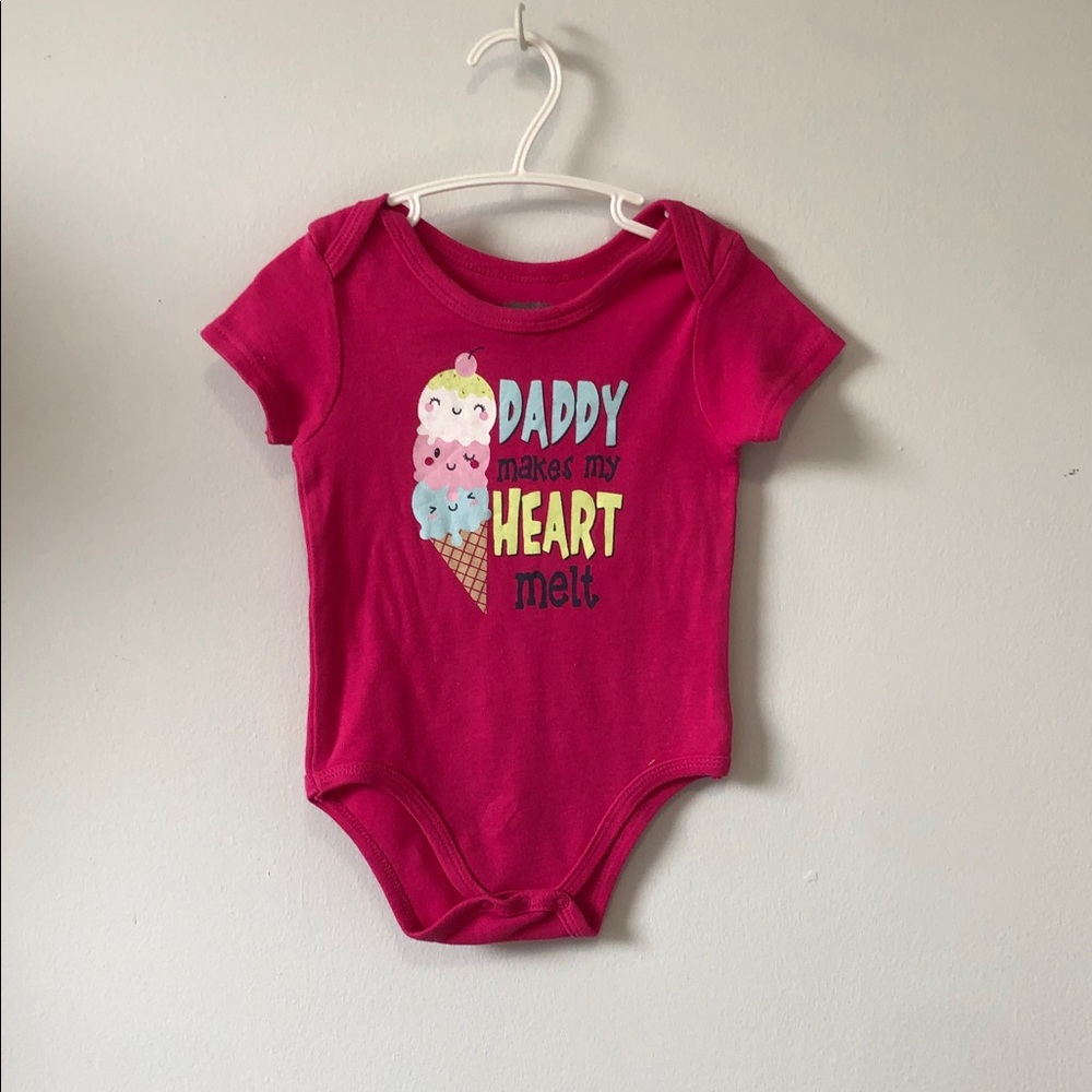 Daddy Makes My Heart Melt Hot Pink Baby One-Piece Bodysuit